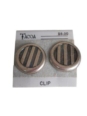 NWOT Vintage 1980s Silver Black Earrings Clip on Costume jewelry